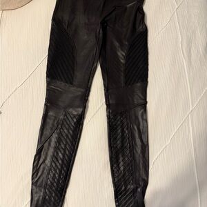 Spanx moto Black Faux Leather Leggings